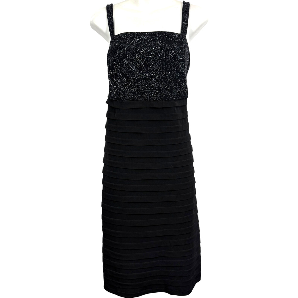 Dressbarn Dress Barn Womens Black Jersey Knit Cocktail Tiered Sheath Dress 16W